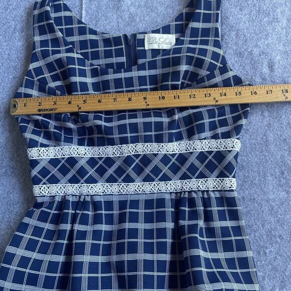 Vintage De Laix Maxi Dress Womens Small Blue‎ White Column Dress Crochet Trim - Picture 6 of 10